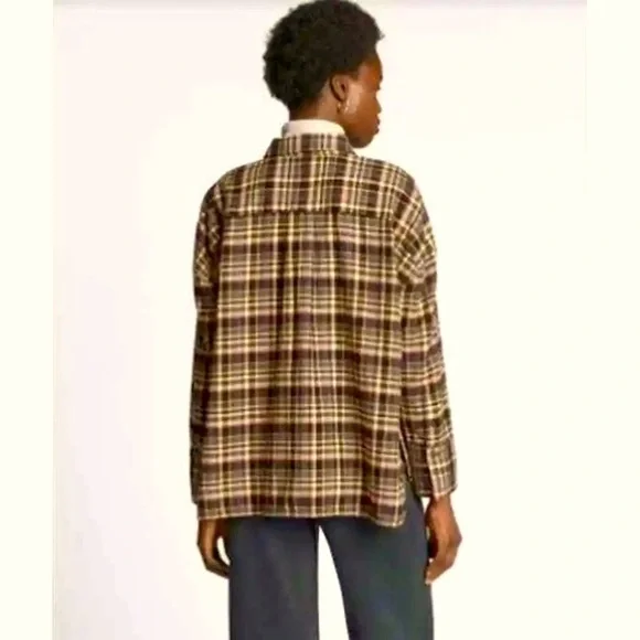 NWT Everlane Boxy Button-Down Plaid Soft Flannel Shirt, Oversized, Size Small - Picture 3 of 16